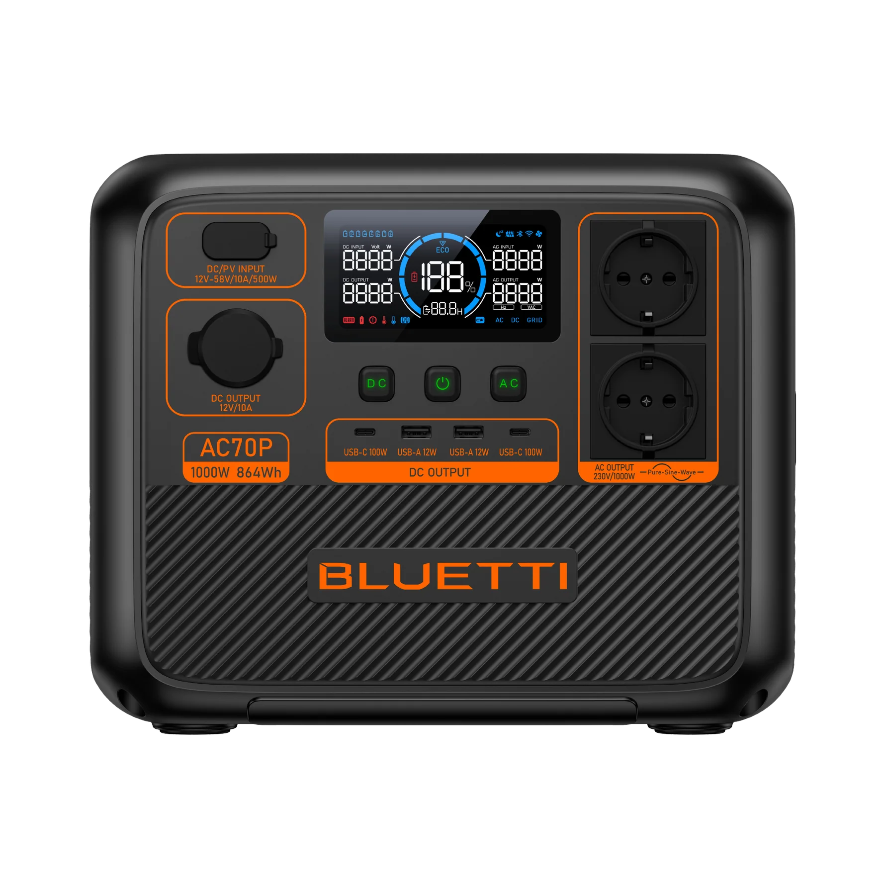BLUETTI AC70P Station électrique portable | 1000 W / 864 Wh - KARIB'LIGHT