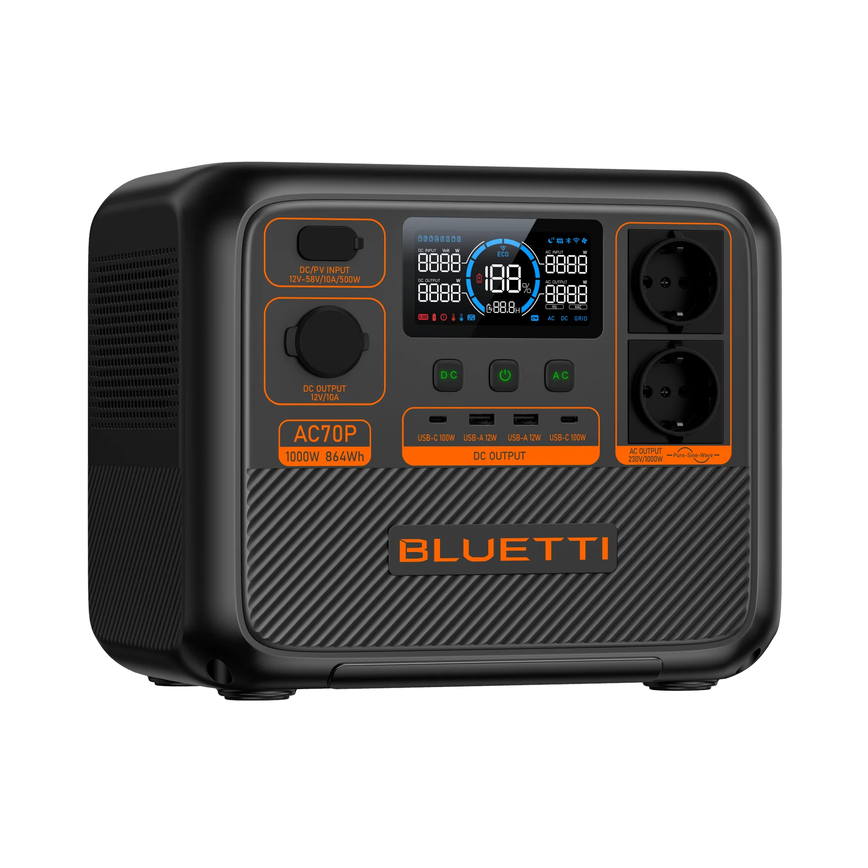 BLUETTI AC70P Station électrique portable | 1000 W / 864 Wh - KARIB'LIGHT